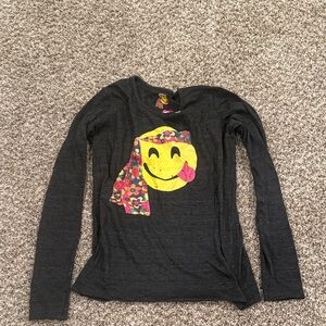 So Nikki charcoal gray Emoji Long Sleeve Shirt